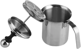 Espumador de Leche, 400 ML/800 ML, Espumador de Leche Manual de Acero Inoxidable, Espumador de café de Malla Doble, Batidora Bat
